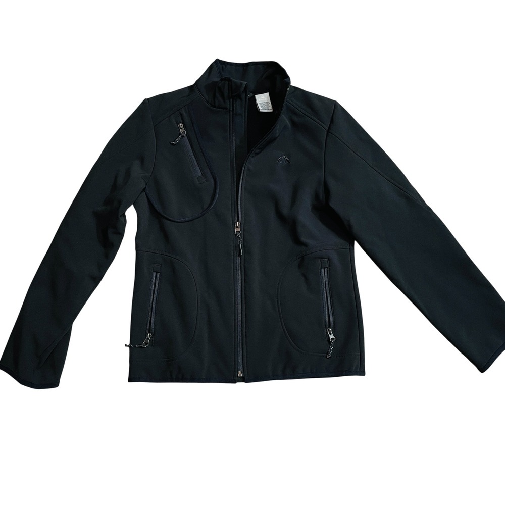 Snozu Large Black Ladies Athletic Jacket Full Zip Zipper Pockets Long Sleeve